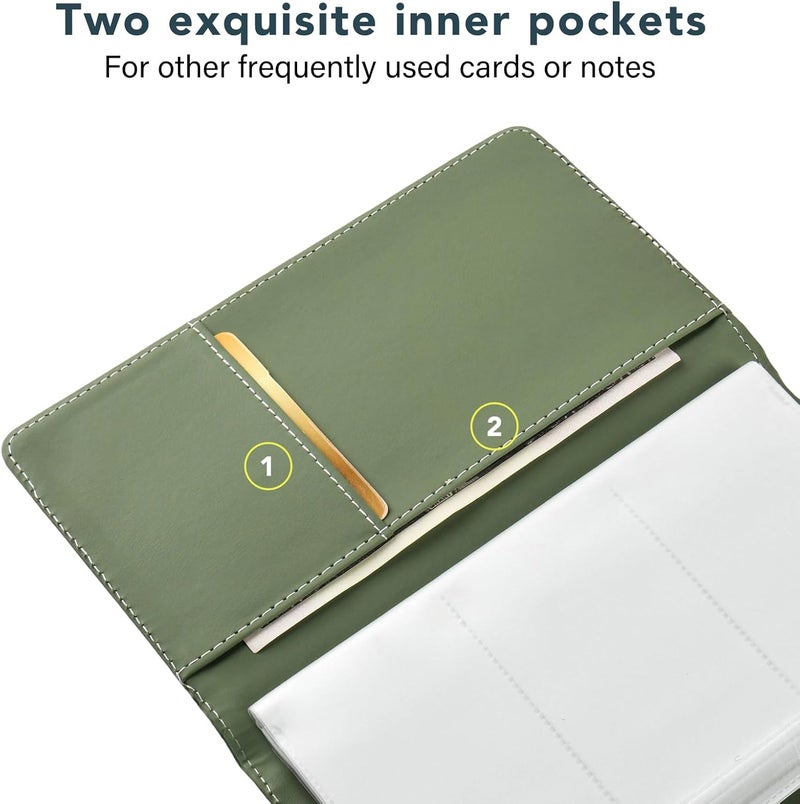 DMFLY Leather Professional Business Card Holder Organizer Book - 300 Card Capacity Premium PU Folder with Soft Cover, Name Card Credit Cards Binder for Men/Women, Fruit Green - Image 5